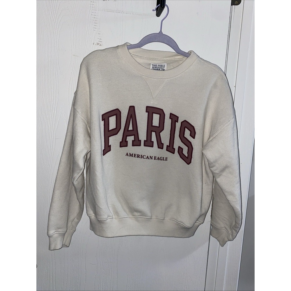 American Eagle This Seriously Feels Lives In Ivory Crewneck Sweatshirt S Paris